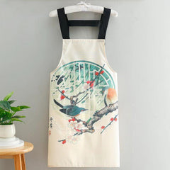 Chinese Style Linen Canvas Apron Wear Resistant Kitchen Cooking Apron