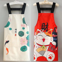 Chinese Style Linen Canvas Apron Wear Resistant Kitchen Cooking Apron