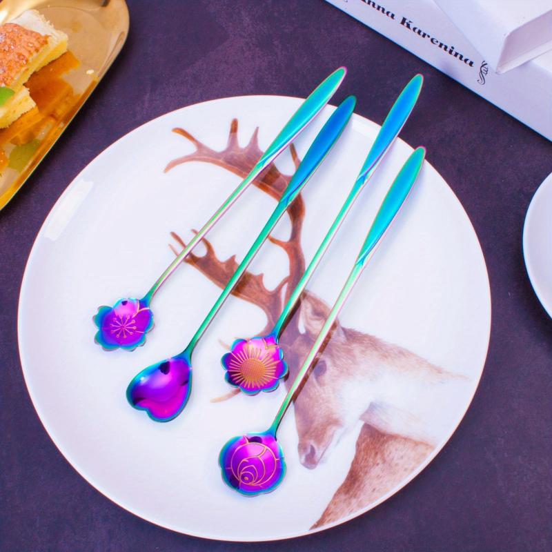 4pcs Flower Teaspoons Set Stainless Steel Tableware