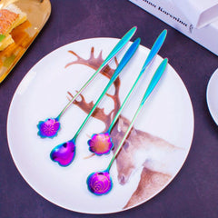 4pcs Flower Teaspoons Set Stainless Steel Tableware