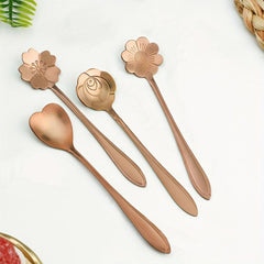 4pcs Flower Teaspoons Set Stainless Steel Tableware