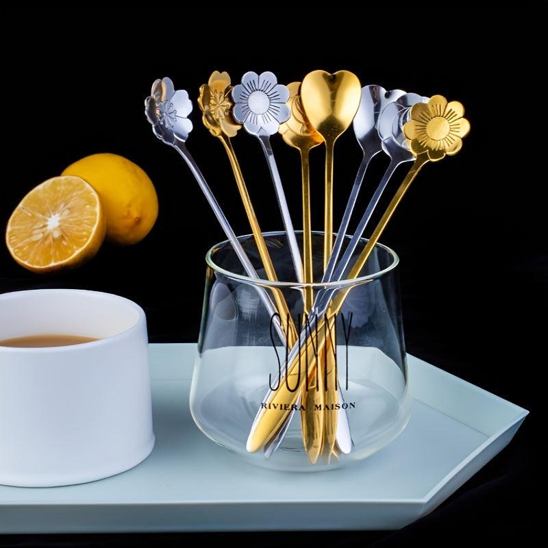 4pcs Flower Teaspoons Set Stainless Steel Tableware