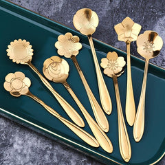 4pcs Flower Teaspoons Set Stainless Steel Tableware