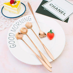 4pcs Flower Teaspoons Set Stainless Steel Tableware