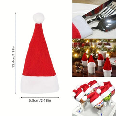 Mini Christmas Santa Hats Cutlery Suit Decor Dinner Holders Tableware Bags