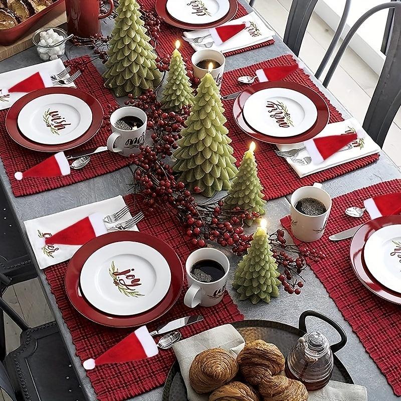 Mini Christmas Santa Hats Cutlery Suit Decor Dinner Holders Tableware Bags