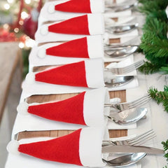 Mini Christmas Santa Hats Cutlery Suit Decor Dinner Holders Tableware Bags