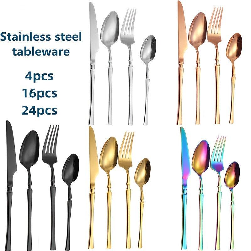 Stainless Steel Dinnerware Set 24Pcs Flatware Western Cutlery Set