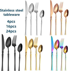 Stainless Steel Dinnerware Set 24Pcs Flatware Western Cutlery Set
