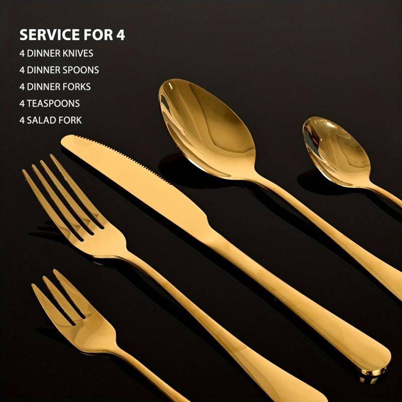 High Stainless Steel Cutlery Set Mirror Polished Fork Spoon Dishwasher Safe