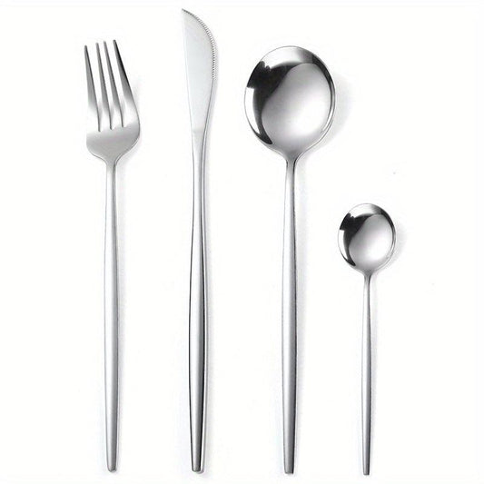 24pcs Stainless Steel Cutlery Set - Restaurant & Home Use