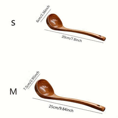Natural Wooden Ladle Non Stick Straight Long Handle Ladle Cookware