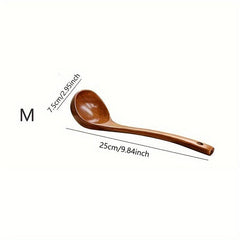 Natural Wooden Ladle Non Stick Straight Long Handle Ladle Cookware