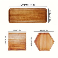 Portable Walnut Wooden Serving Tray for Home Decor & Kitchen