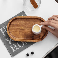 Wooden Tray Fruit Plate Coffee Snack Cheese Tea Bread Breakfast Plate