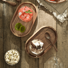 Wooden Tray Fruit Plate Coffee Snack Cheese Tea Bread Breakfast Plate