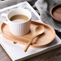 Wooden Tray Fruit Plate Coffee Snack Cheese Tea Bread Breakfast Plate