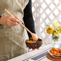 5pcs Long Handle Wooden Soup Spoons for Cooking Mixing - Extended Cooking Spoon