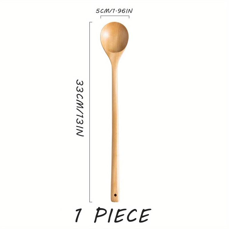 5pcs Long Handle Wooden Soup Spoons for Cooking Mixing - Extended Cooking Spoon