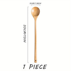 5pcs Long Handle Wooden Soup Spoons for Cooking Mixing - Extended Cooking Spoon