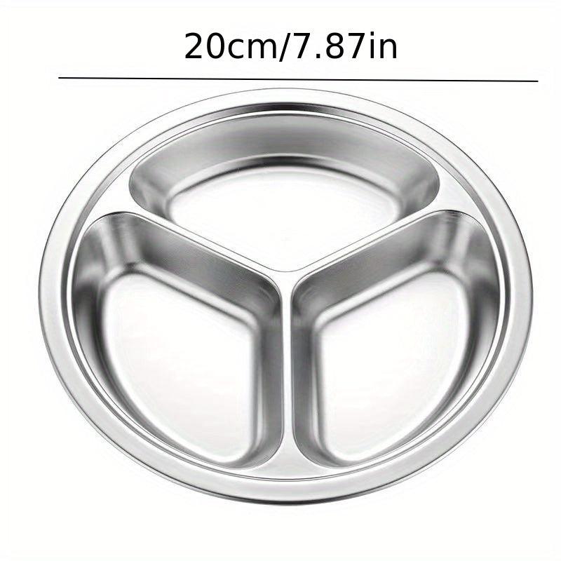 1pc Stainless Steel Divided Dinner Plate Fast Food Canteen Tableware