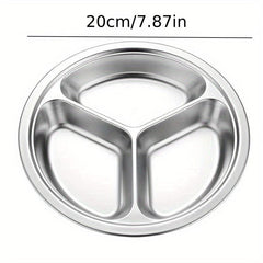 1pc Stainless Steel Divided Dinner Plate Fast Food Canteen Tableware