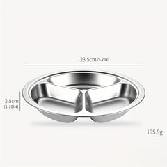 1pc Stainless Steel Divided Dinner Plate Fast Food Canteen Tableware