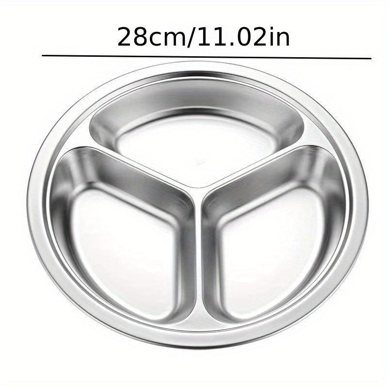 1pc Stainless Steel Divided Dinner Plate Fast Food Canteen Tableware