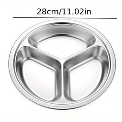 1pc Stainless Steel Divided Dinner Plate Fast Food Canteen Tableware