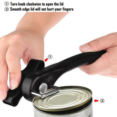 Easy Grip Manual Can Opener with Safety Lid for Kitchen Use