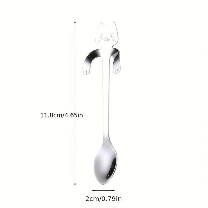 6PCS Stainless Steel Cat Teaspoons for Home Kitchen Office Party