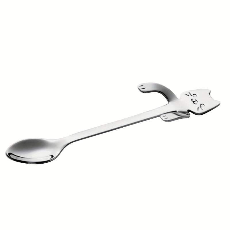 6PCS Stainless Steel Cat Teaspoons for Home Kitchen Office Party