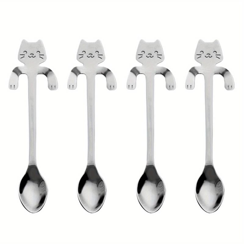 6PCS Stainless Steel Cat Teaspoons for Home Kitchen Office Party