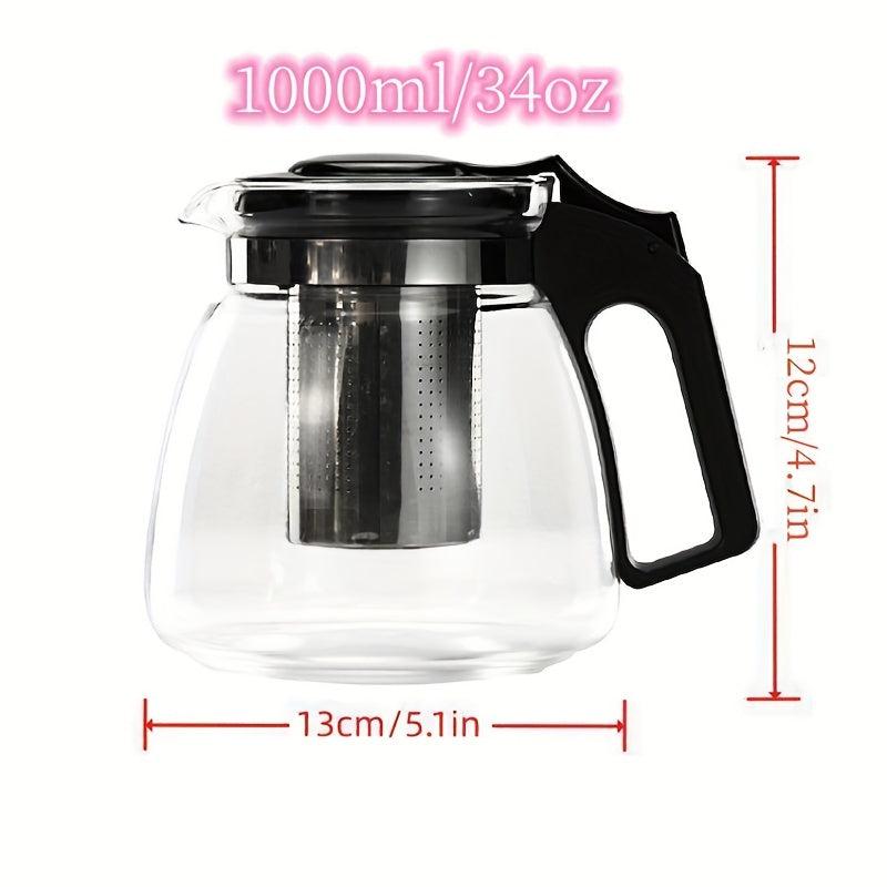 1pc Glass Teapot Stainless Steel Filter Home Tea Set Kettle