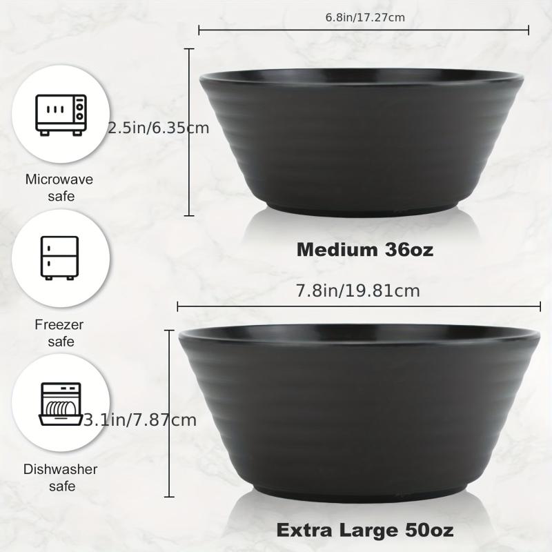 6 PCS Unbreakable Cereal Bowls 36 OZ 50OZ Soup Bowl Sets BPA Eco Friendly Bowl