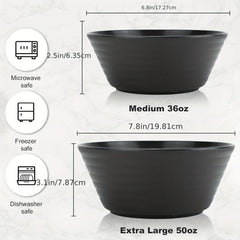 6 PCS Unbreakable Cereal Bowls 36 OZ 50OZ Soup Bowl Sets BPA Eco Friendly Bowl