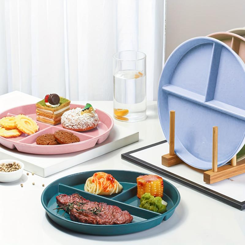 1pc 3 Grid Plates For Food Dinner Plates Dining Compartment Plate