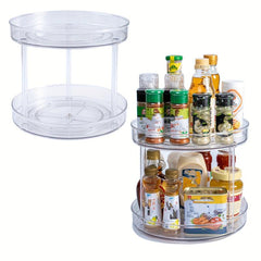 1pc Turntable Organizer Spice Spinner Seasoning Rack Holder Desktop Storage Box