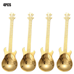 4PCS Guitar Coffee Spoons Set Stainless Steel Dessert Teaspoons