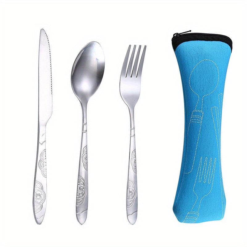7-Pc Stainless Steel Flatware Set with Case for Travel Camping
