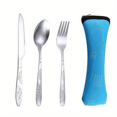 7-Pc Stainless Steel Flatware Set with Case for Travel Camping