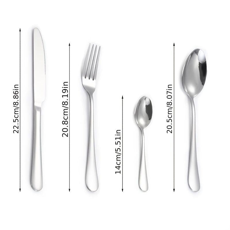 24pcs Stainless Steel Cutlery Flatware Set Mirror Polished