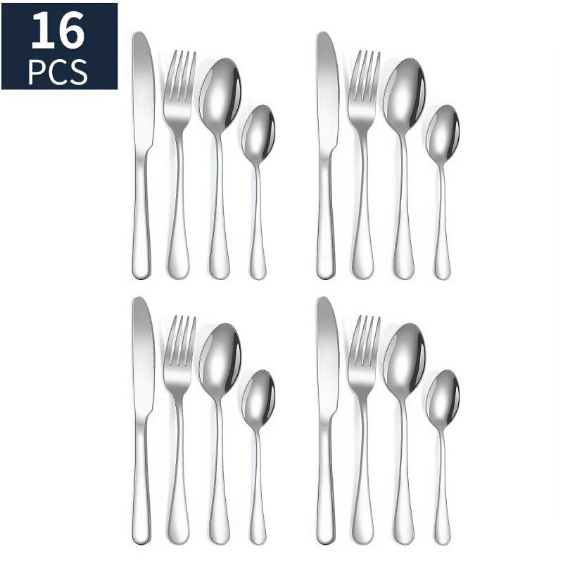 24pcs Stainless Steel Cutlery Flatware Set Mirror Polished