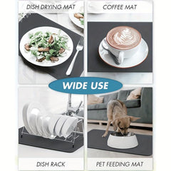 Coffee Maker Mat for Kitchen Counter, Absorbent Dish Drying Mat, Bar Accessories