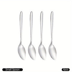 8pcs Stainless Steel Teaspoons Set Round Pointed Silverware Mirror Polished