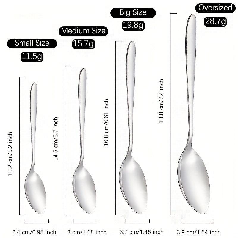 8pcs Stainless Steel Teaspoons Set Round Pointed Silverware Mirror Polished
