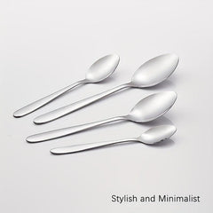 8pcs Stainless Steel Teaspoons Set Round Pointed Silverware Mirror Polished