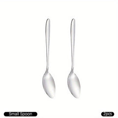 8pcs Stainless Steel Teaspoons Set Round Pointed Silverware Mirror Polished