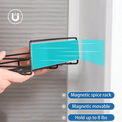 Magnetic Spice Rack For Refrigerator Organizer with Shelf & Hooks