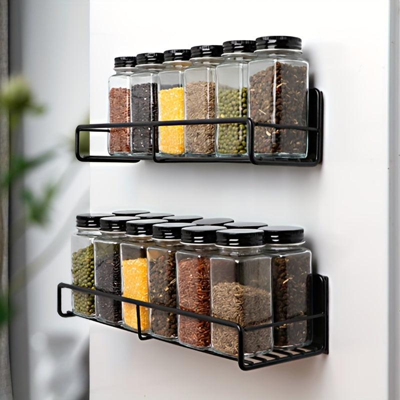 Magnetic Spice Rack For Refrigerator Organizer with Shelf & Hooks